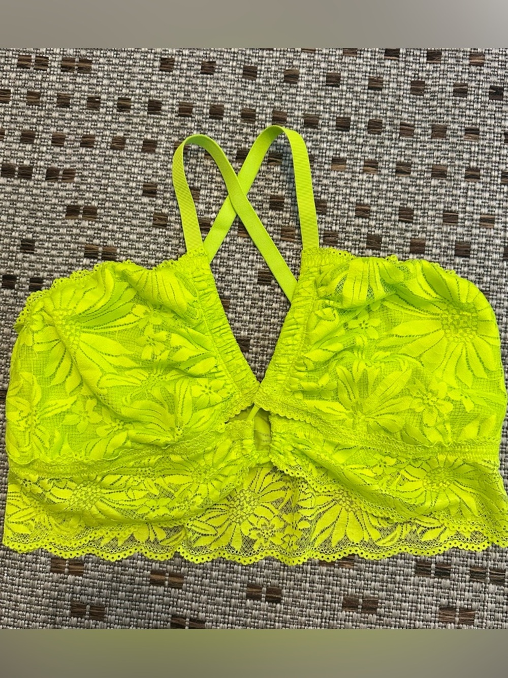 NOWT Aerie Neon Green Lace Bralette Size xl